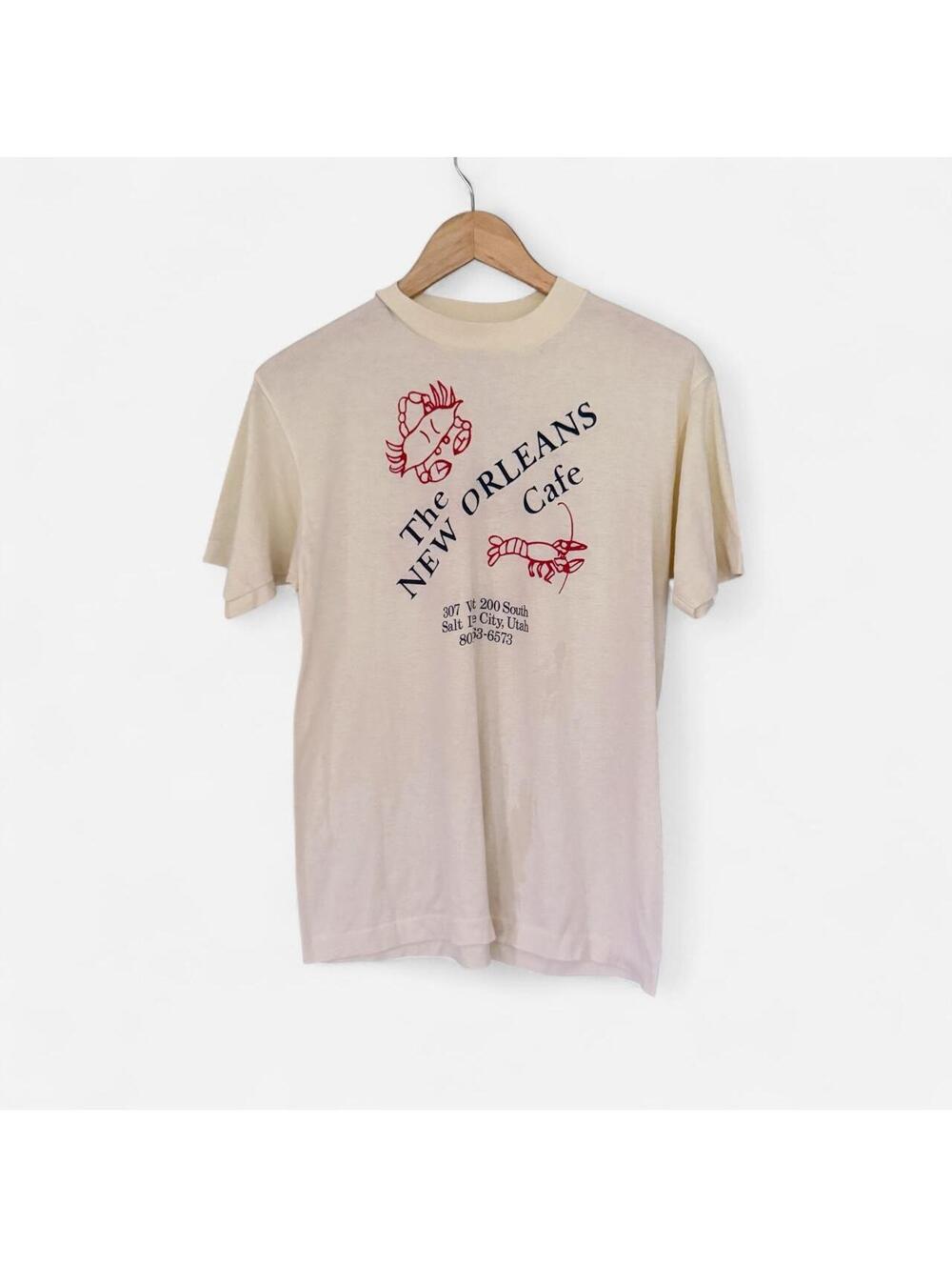 Vintage New Orleans Cafe Crawfish Graphic Tee Cream